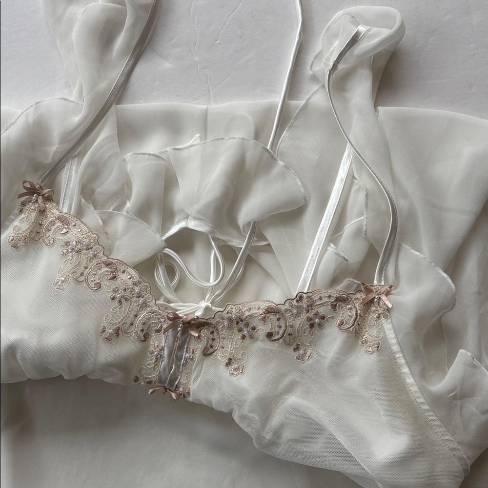 Vintage Y2K Princess Slip Dress White Renaissance Girly 90 L New Fairy Romantic - Picture 12 of 16